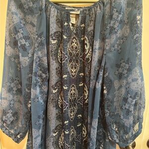 Catherine’s Women's Blue Patterned sheer Top